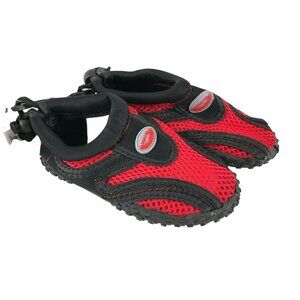 Easy USA Toddler Boys Water Shoes Slip On Mesh Drawstring Black Red Size 7